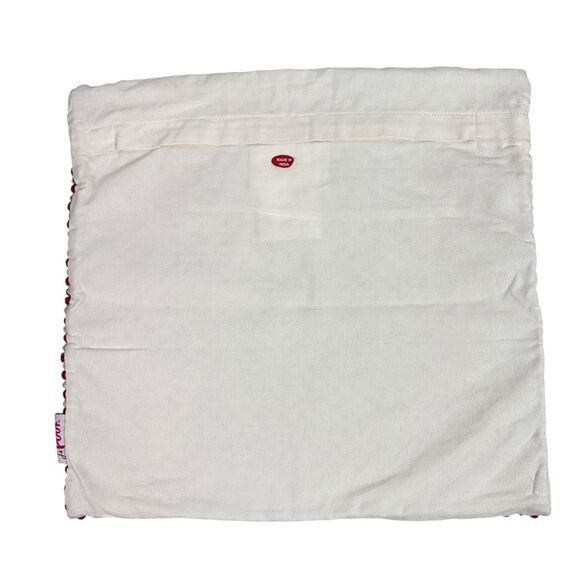 Le Pouf Textured Pillow Covers Red Cream No Pillow - Picture 7 of 10